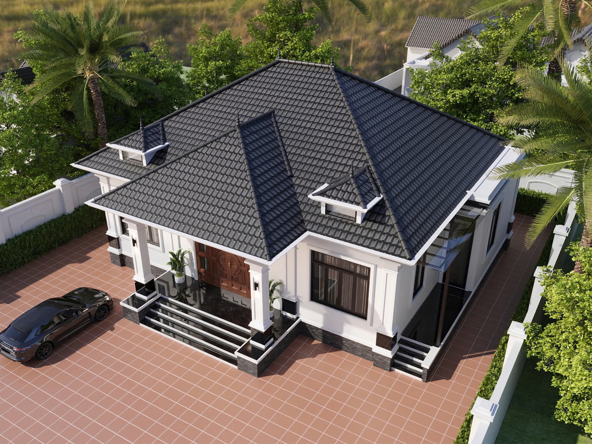 1T241206 – Nhà cấp 4 mái Nhật Trắng Đen