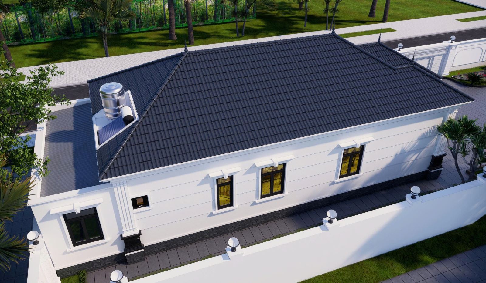 Công năng nhà cấp 4 mái nhật 4PN - Sân vườn hiện đại