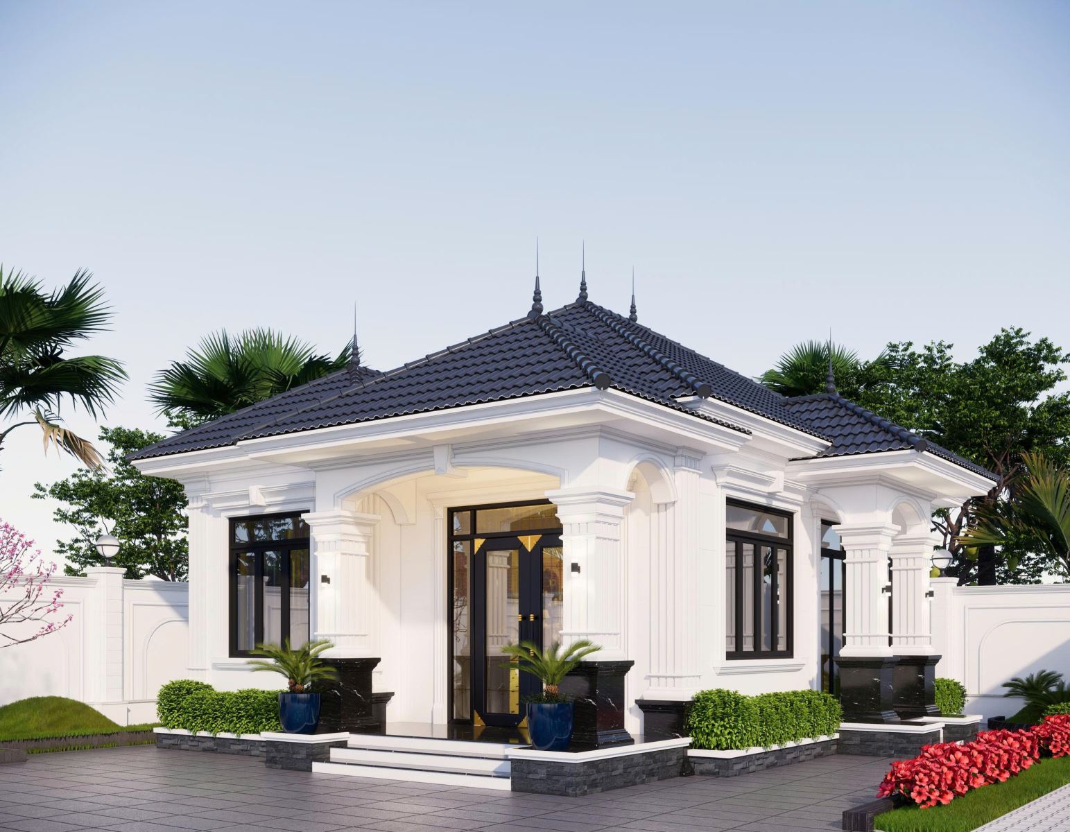 Phối cảnh 3D nhà cấp 4 mái nhật 3 PN - 90m2